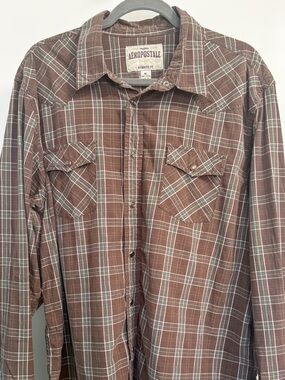 Aeropostale Y2K Brown Plaid Pearl Snap Western Shirt Men’s XL Casual Grunge